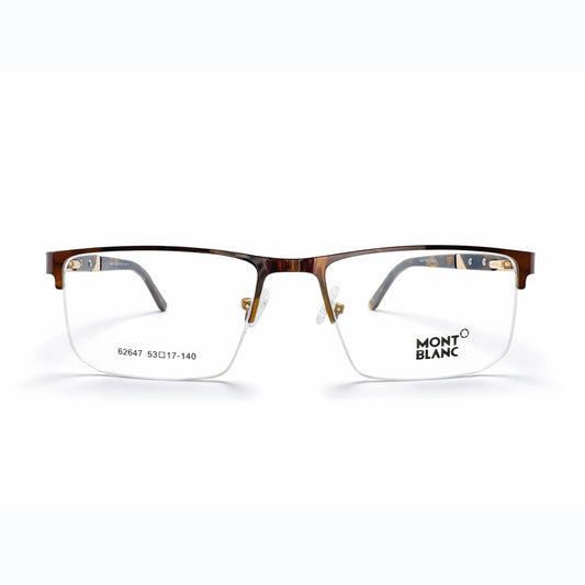 Brown Tortoise Half Rim Rectangular Eyeglasses - Montblanc