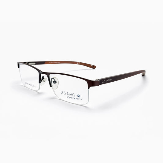 Azov 2.5 NVG Rectangular Eyeglasses – Dark Metal & Brown