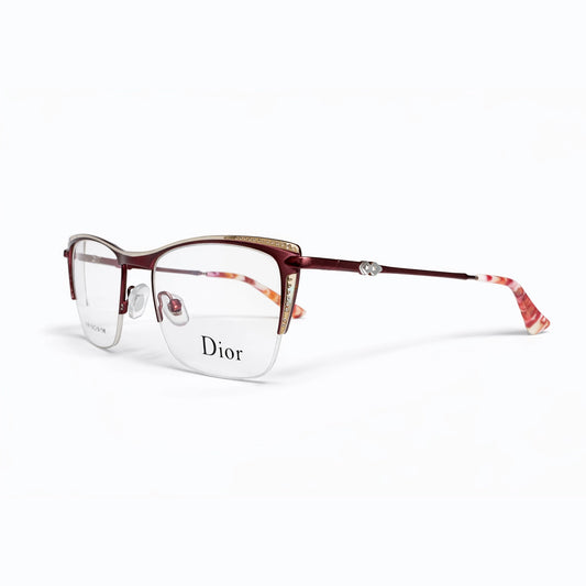 Metallic Red & Tortoiseshell Half Rim Eyeglasses - Dior 9141