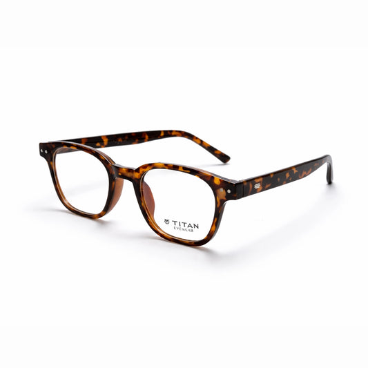 Titan Geometric Eyeglasses – Printed Transparent Brown