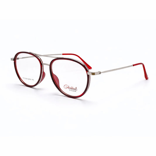 Crimson Red & Silver Aviator Eyeglasses - Global