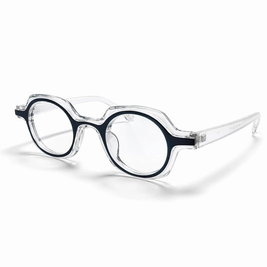 Clear and Black Geometric Round Eyeglasses