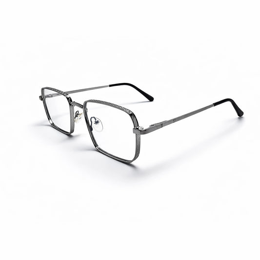 Silver Full Rim Geometric Eyeglasses - Calebb