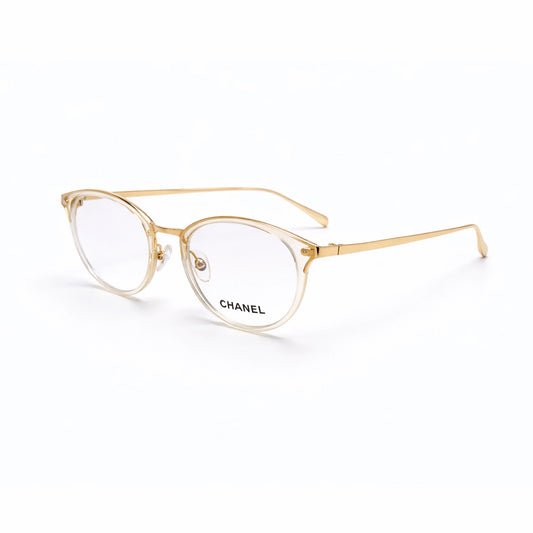 Gold & Crystal Oval Eyeglasses - Chanel