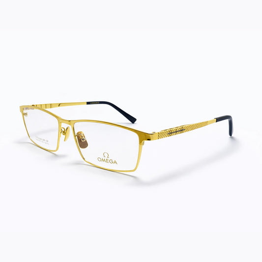 Gold Full Rim Rectangular Eyeglasses - OMEGA