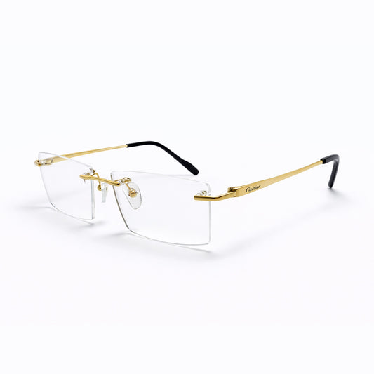 Gold Rimless Rectangular Eyeglasses - Cartier