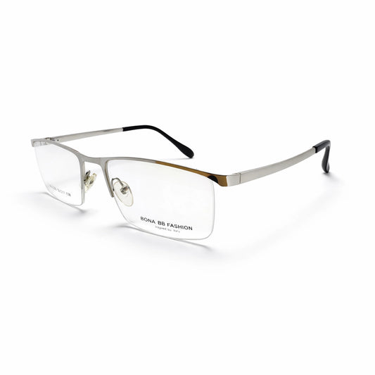 Silver Half Rim Rectangular Eyeglasses - BONA BB Fashion