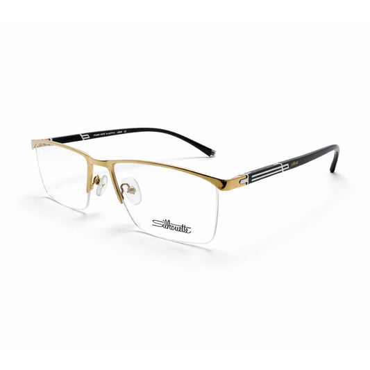 Gold Half Rim Rectangular Eyeglasses - Silhouette