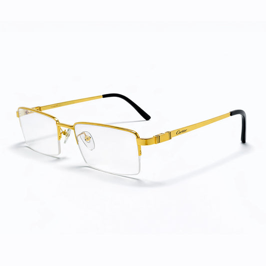 Gold Half Rim Rectangular Eyeglasses - Cartier