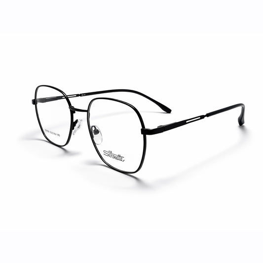 Black Full Rim Geometric Eyeglasses - Silhouette