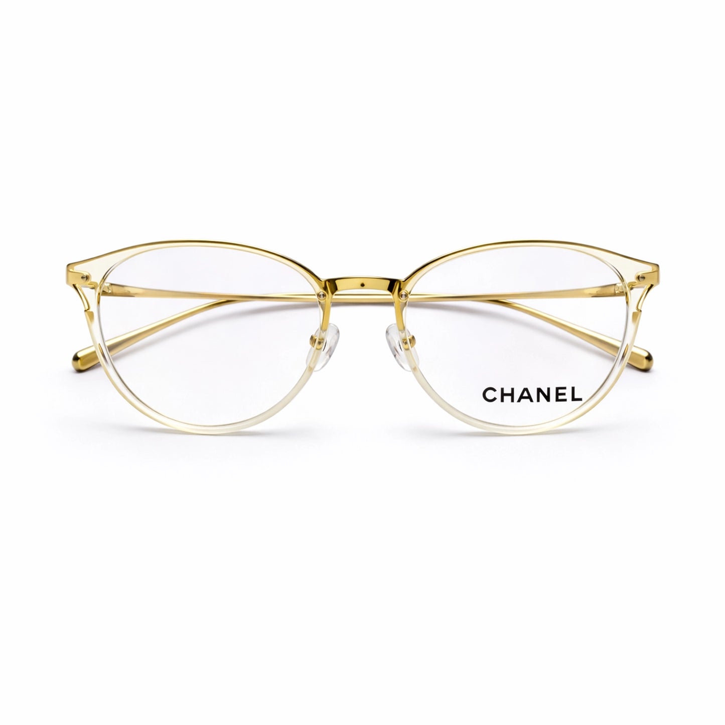 Gold & Crystal Oval Eyeglasses - Chanel