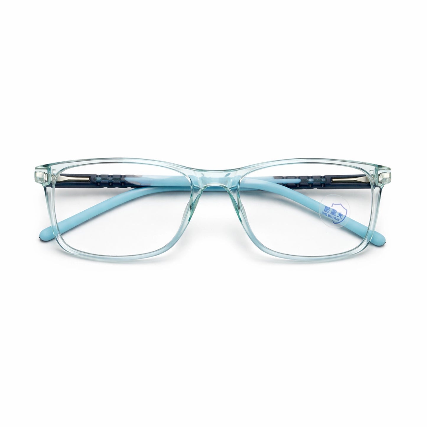 Clear Blue Rectangular Eyeglasses