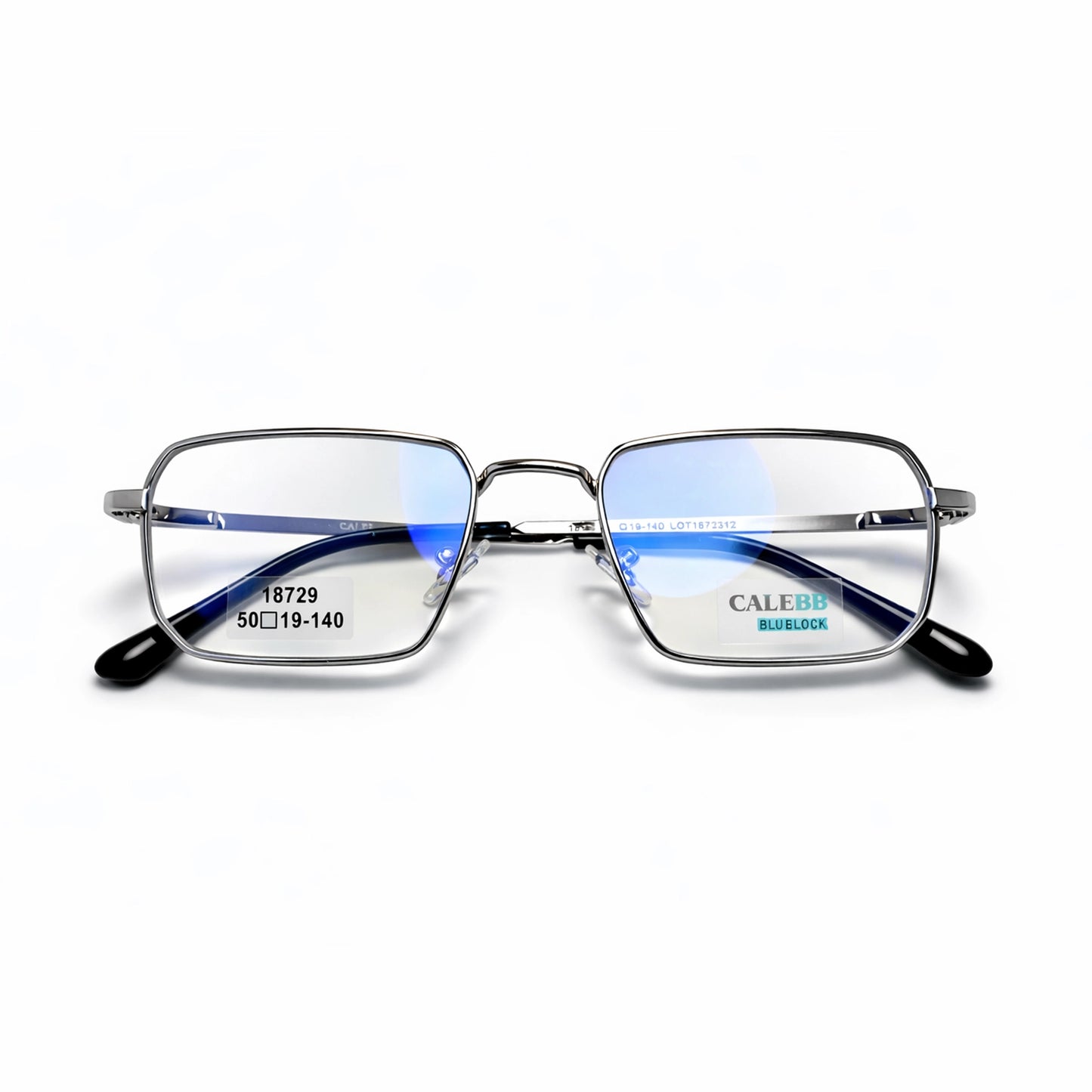 Silver Full Rim Geometric Eyeglasses - Calebb