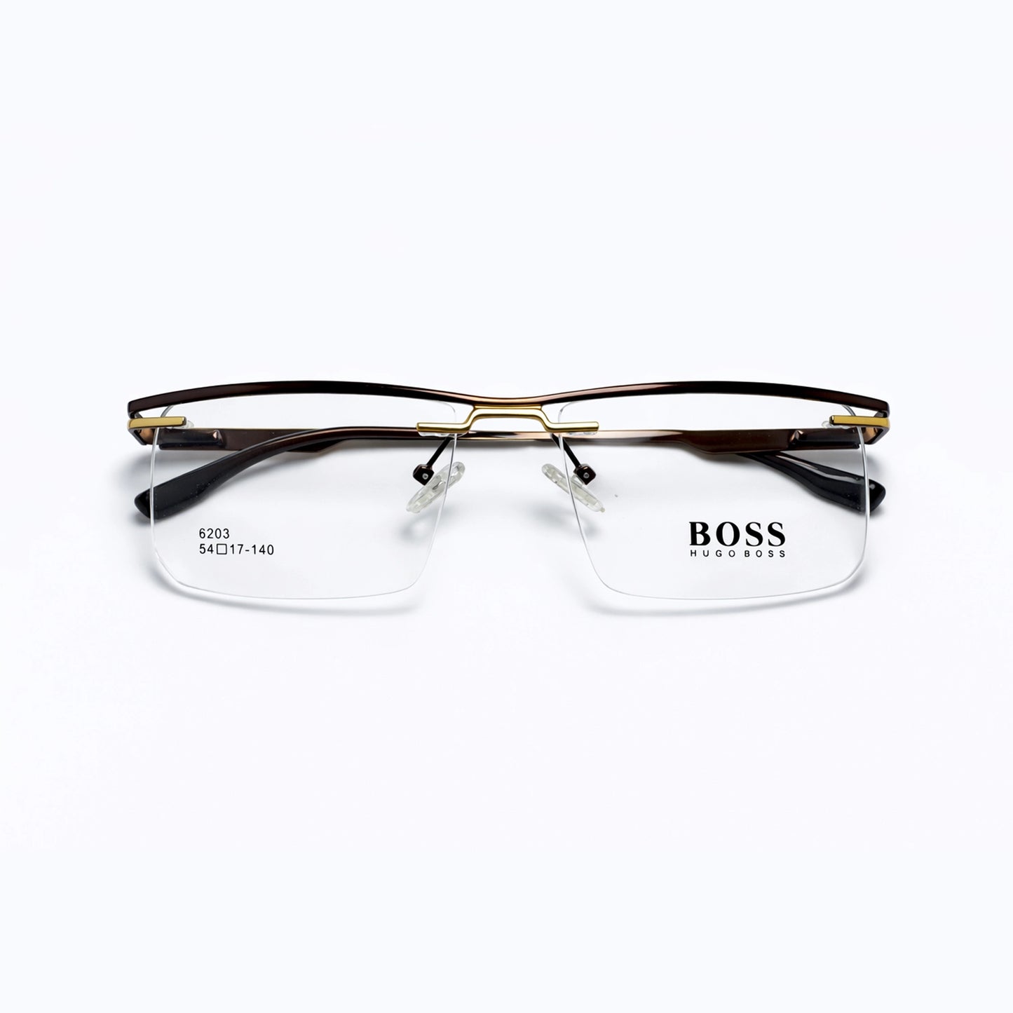 Brown Half Rim Rectangular Eyeglasses - BOSS Hugo Boss