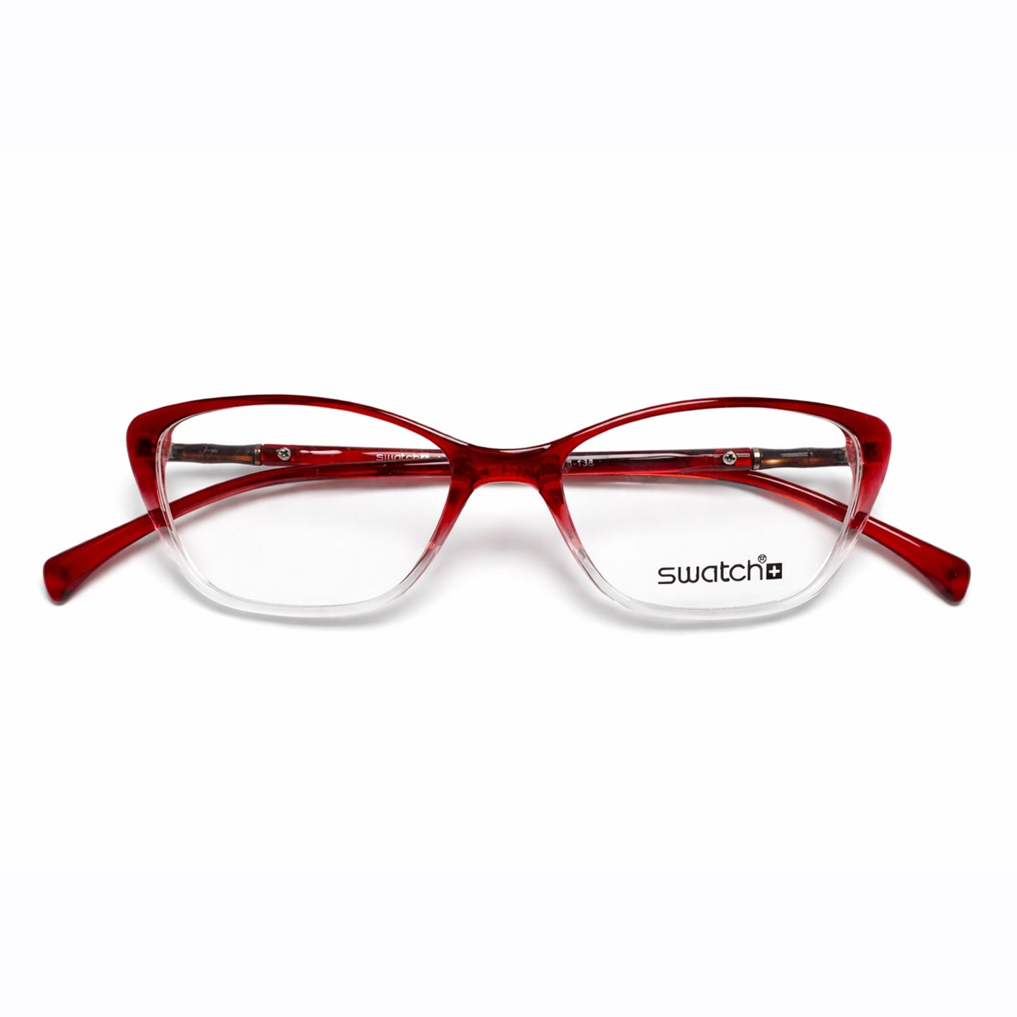Red and Clear Gradient Full Rim Cat Eye Eyeglasses - Swatch