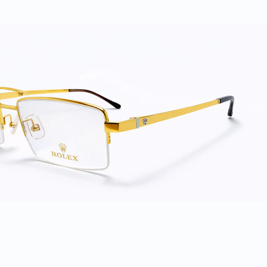 Gold Full Rim Rectangular Eyeglasses - ROLEX