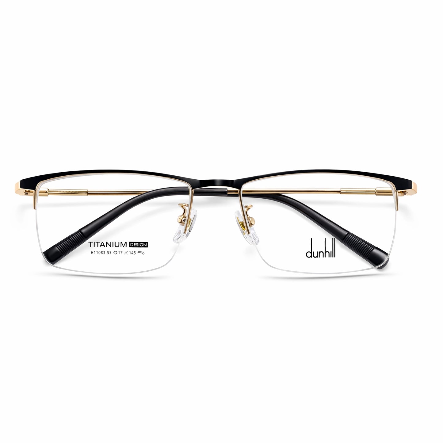 Black and Gold Half Rim Rectangular Eyeglasses - Dunhill