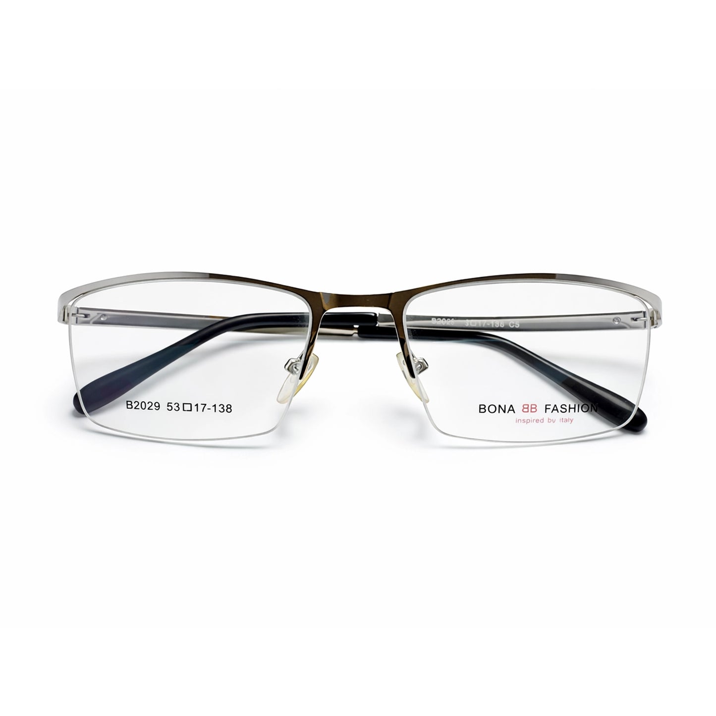 Silver Half Rim Rectangular Eyeglasses - BONA BB Fashion
