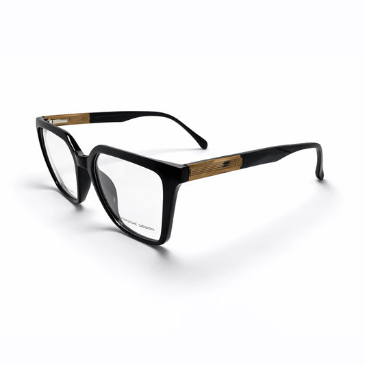 Black and Gold Full Rim Square Eyeglasses - Porsche Design