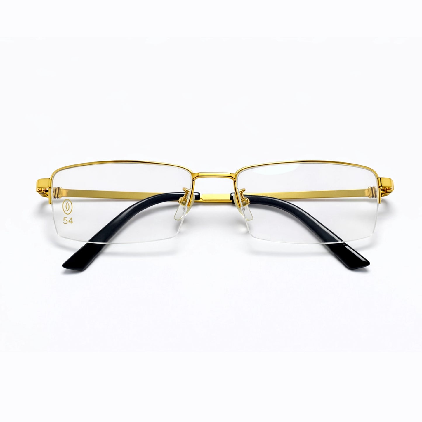 Gold Half Rim Rectangular Eyeglasses - Cartier