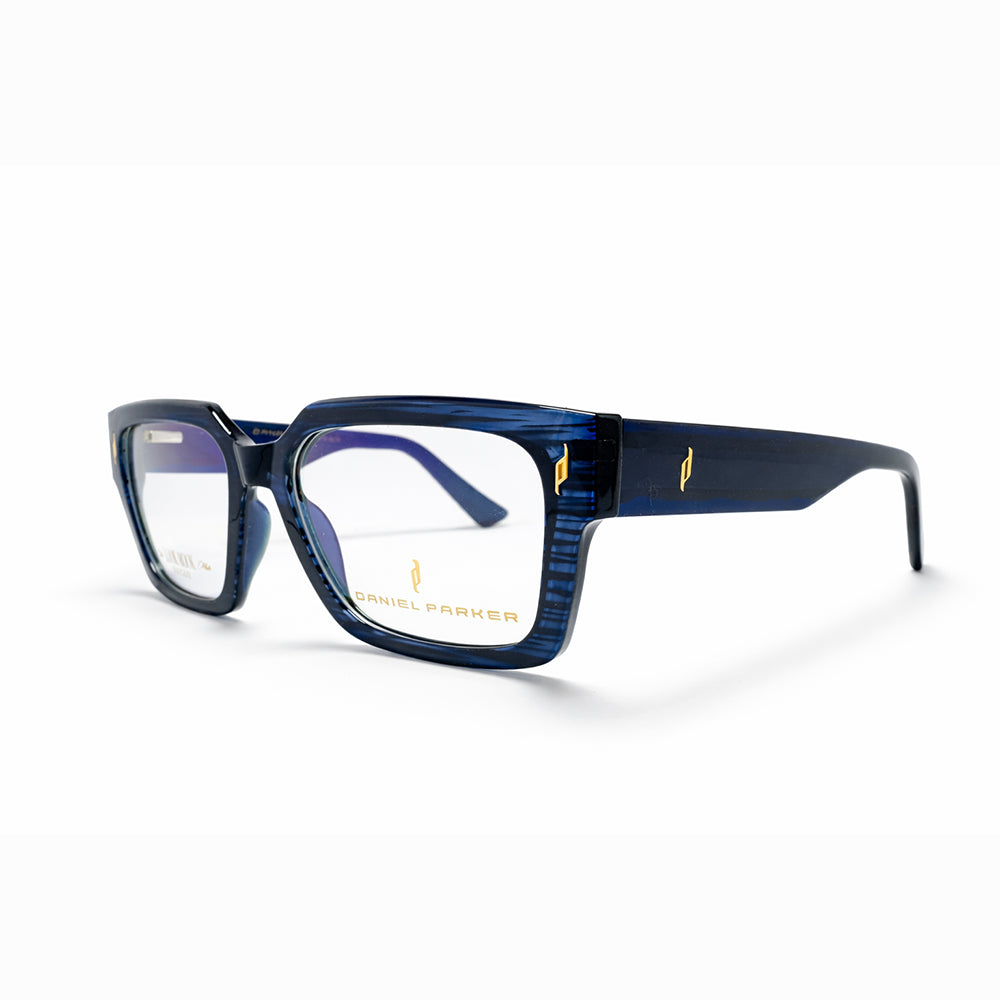 Blue Striped Full Rim Geometric Eyeglasses - Daniel Parker