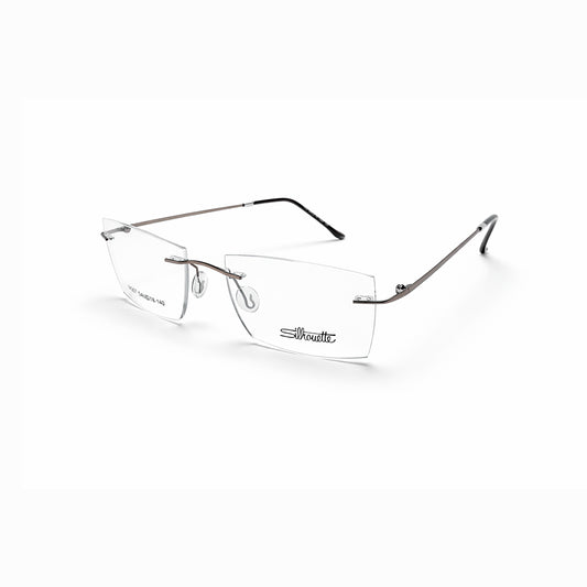 Brown Rimless Rectangular Eyeglasses - Silhouette