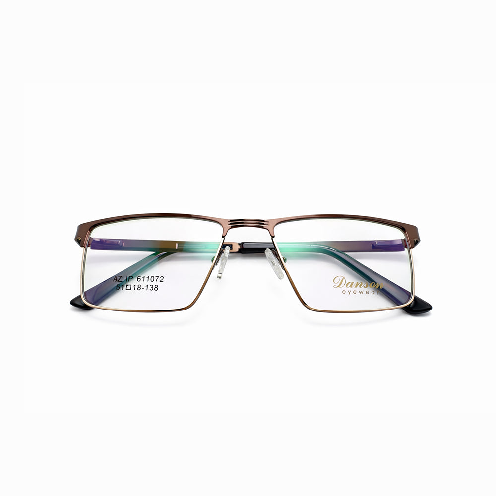 Gold and Brown Half Rim Rectangular Eyeglasses - Danson