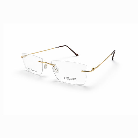 Golden Rimless Rectangular Eyeglasses - Silhouette