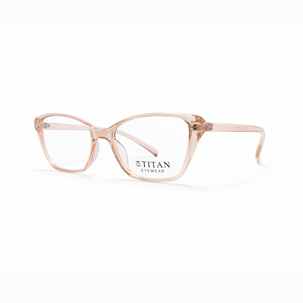 Peach Transparent Full Rim Cat Eye Eyeglasses - Titan