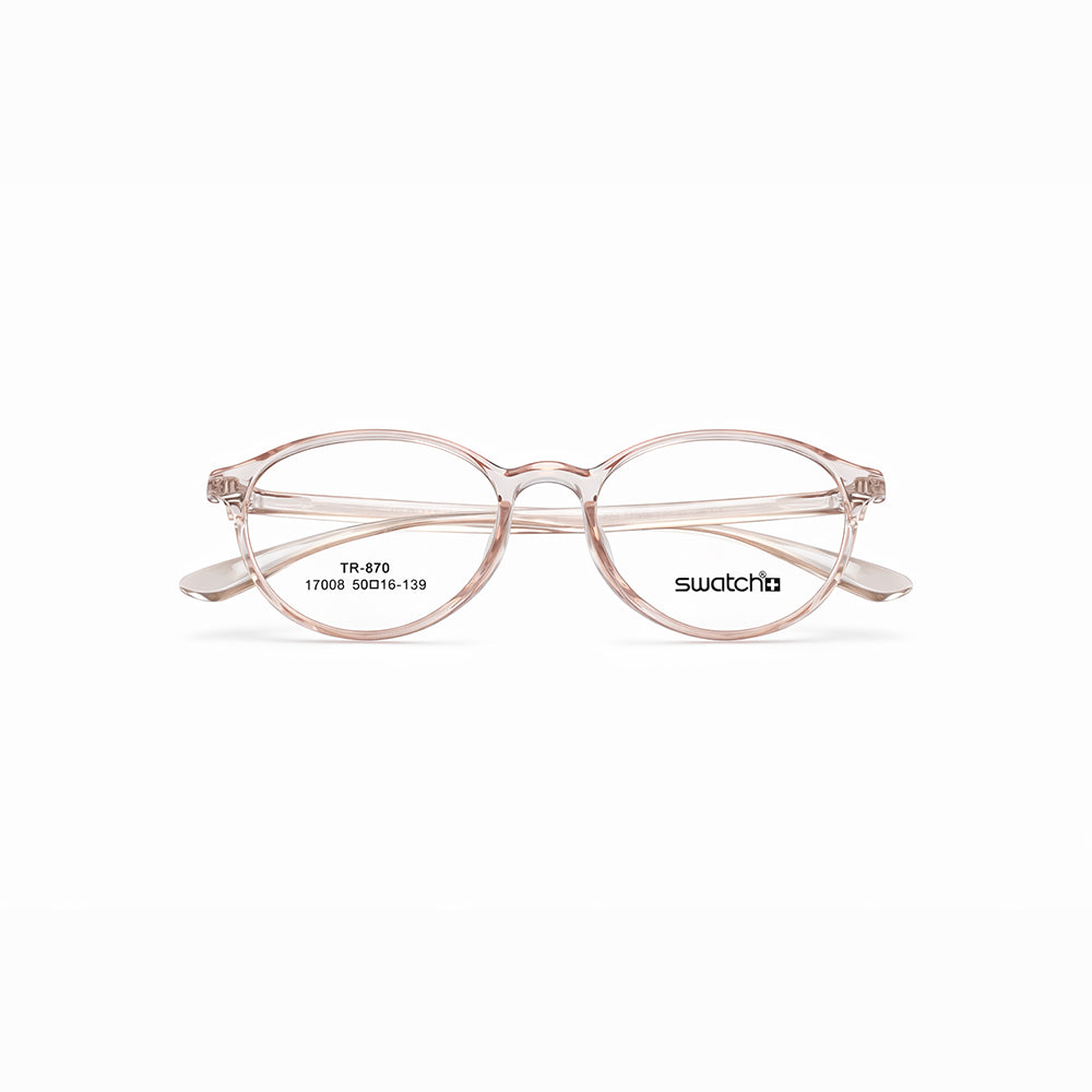Pink Transparent Full Rim Round Eyeglasses - Swatch
