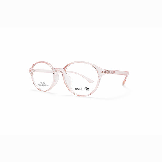 Pink Transparent Full Rim Round Eyeglasses - Swatch