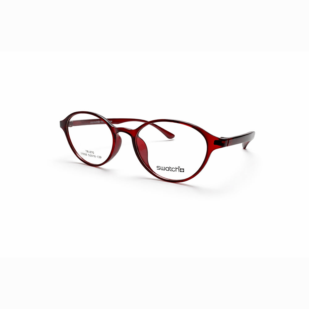 Red Full Rim Round Eyeglasses - Swatch