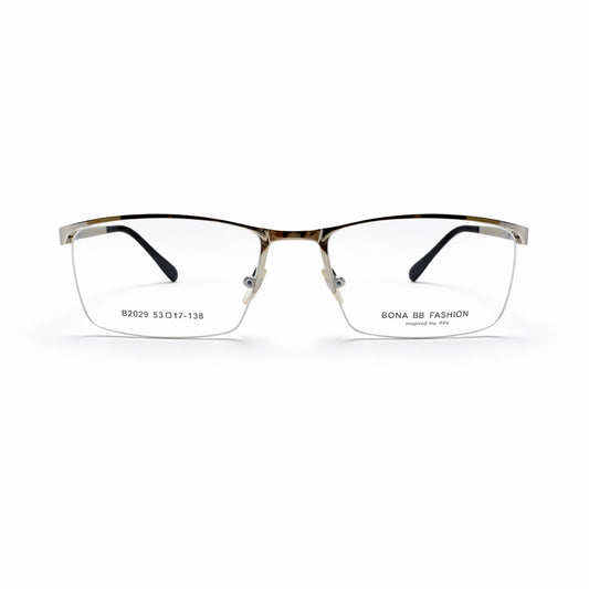 Silver Half Rim Rectangular Eyeglasses - BONA BB Fashion
