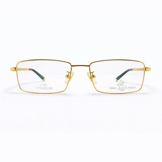 Gold Full Rim Rectangular Eyeglasses - SIDU POLO