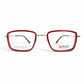 Transparent Red Square Eyeglasses
