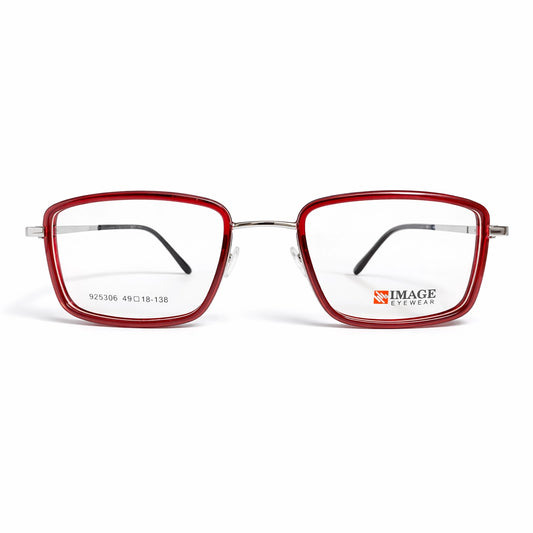 Transparent Red Square Eyeglasses