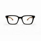 Crystal Clear Square Eyeglasses with Wooden Temples - Moscot