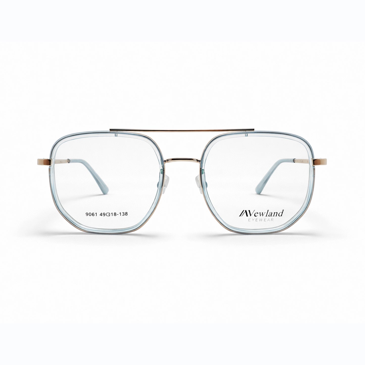 Sky Blue Transparent Full Rim Aviator Eyeglasses - Newland Eyewear