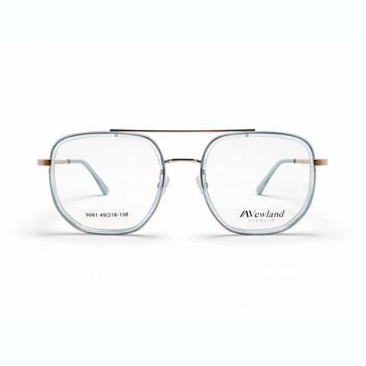 Sky Blue Transparent Full Rim Aviator Eyeglasses - Newland Eyewear