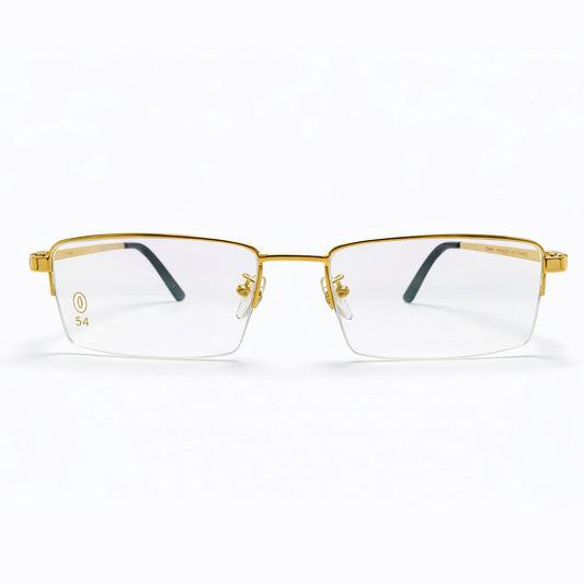 Gold Half Rim Rectangular Eyeglasses - Cartier