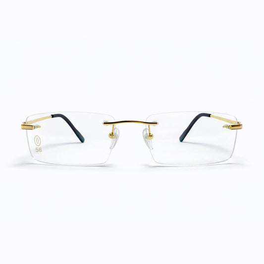 Gold Rimless Rectangular Eyeglasses - Cartier