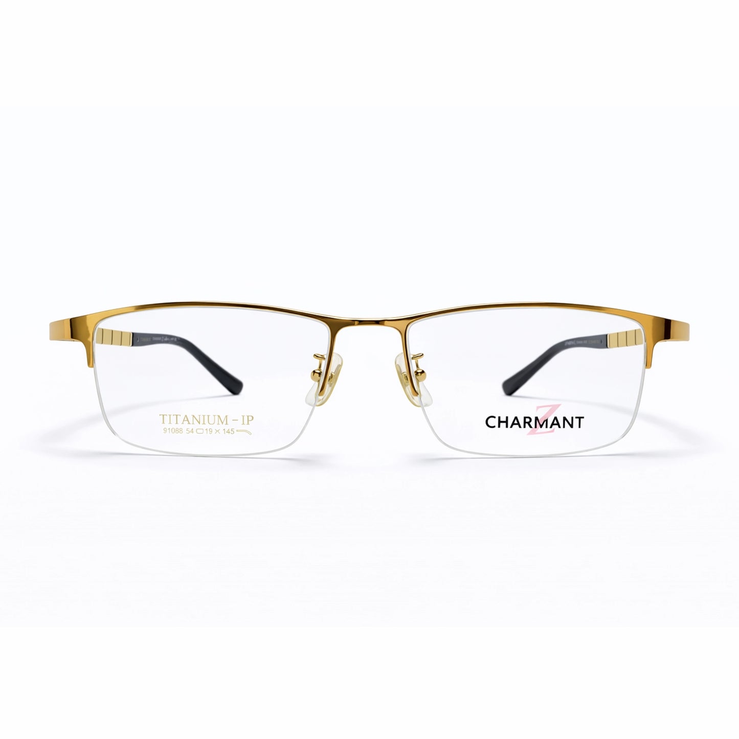 Gold Half Rim Rectangular Eyeglasses - Charmant Z