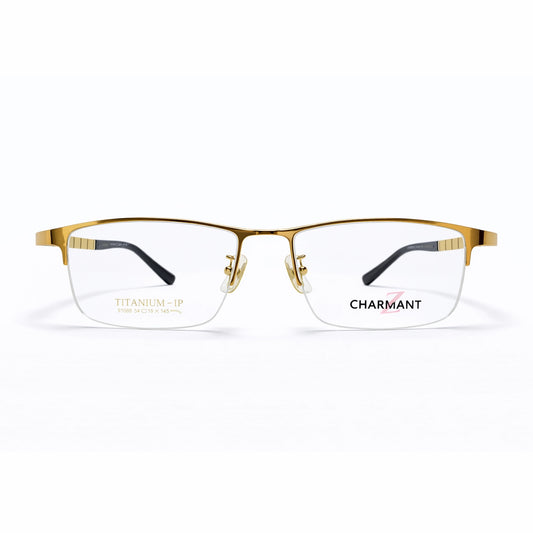 Gold Half Rim Rectangular Eyeglasses - Charmant Z