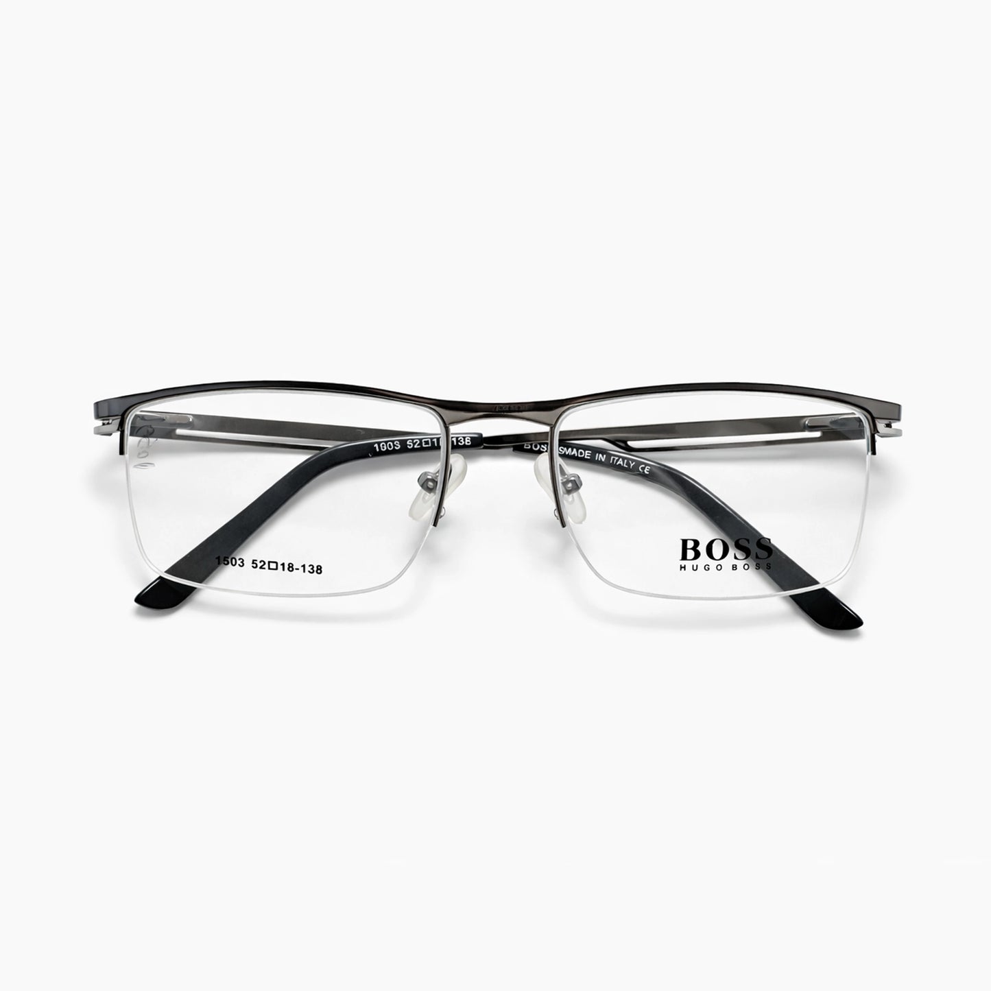 Hugo Boss 1503 Rectangular Eyeglasses – Metallic Black & Brown