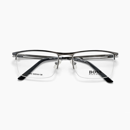 Hugo Boss 1503 Rectangular Eyeglasses – Metallic Black & Brown