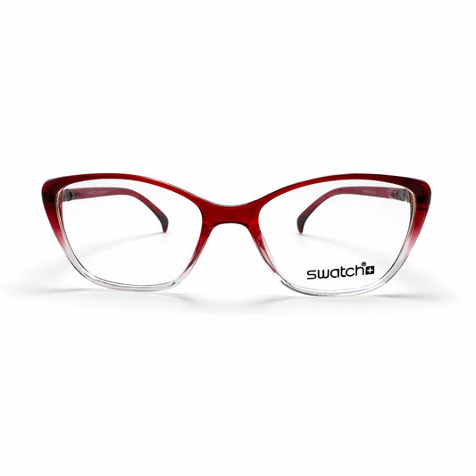 Red and Clear Gradient Full Rim Cat Eye Eyeglasses - Swatch