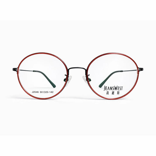 Crimson Red Round Eyeglasses - Jeanswest