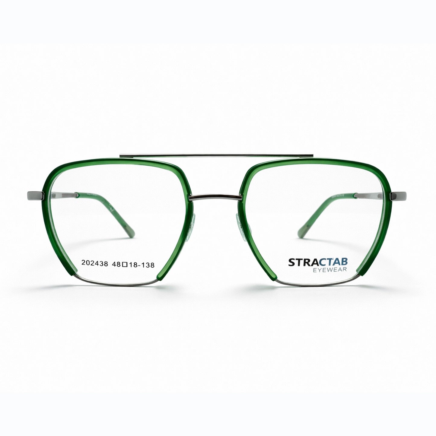 Green and Gunmetal Full Rim Aviator Eyeglasses - Stractab Eyewear