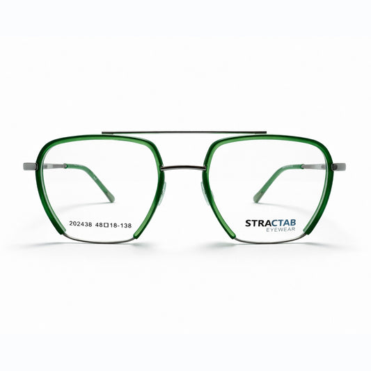 Green and Gunmetal Full Rim Aviator Eyeglasses - Stractab Eyewear