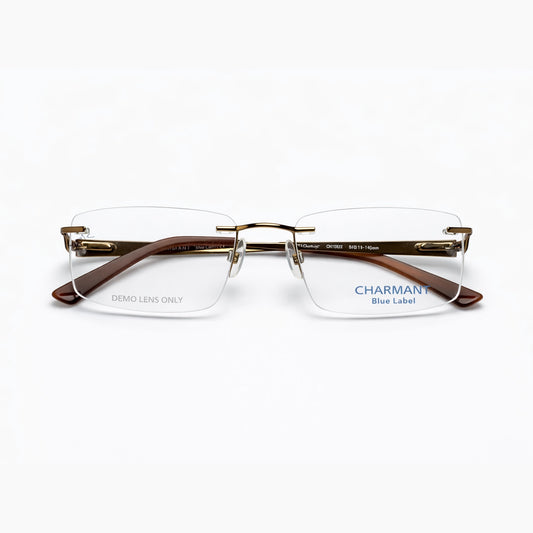 Charmant CHTDE61 Rectangular Eyeglasses – Gold & Brown
